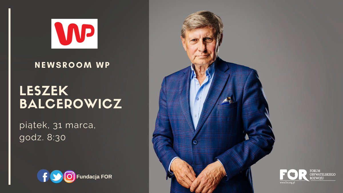 FundacjaFOR's tweet photo. #FORwmediach
🗣️Jutro rano prezes FOR @LBalcerowicz będzie gościem #Newsroom @wirtualnapolska.
Zachęcamy do oglądania! https://t.co/RkrG4jlazD