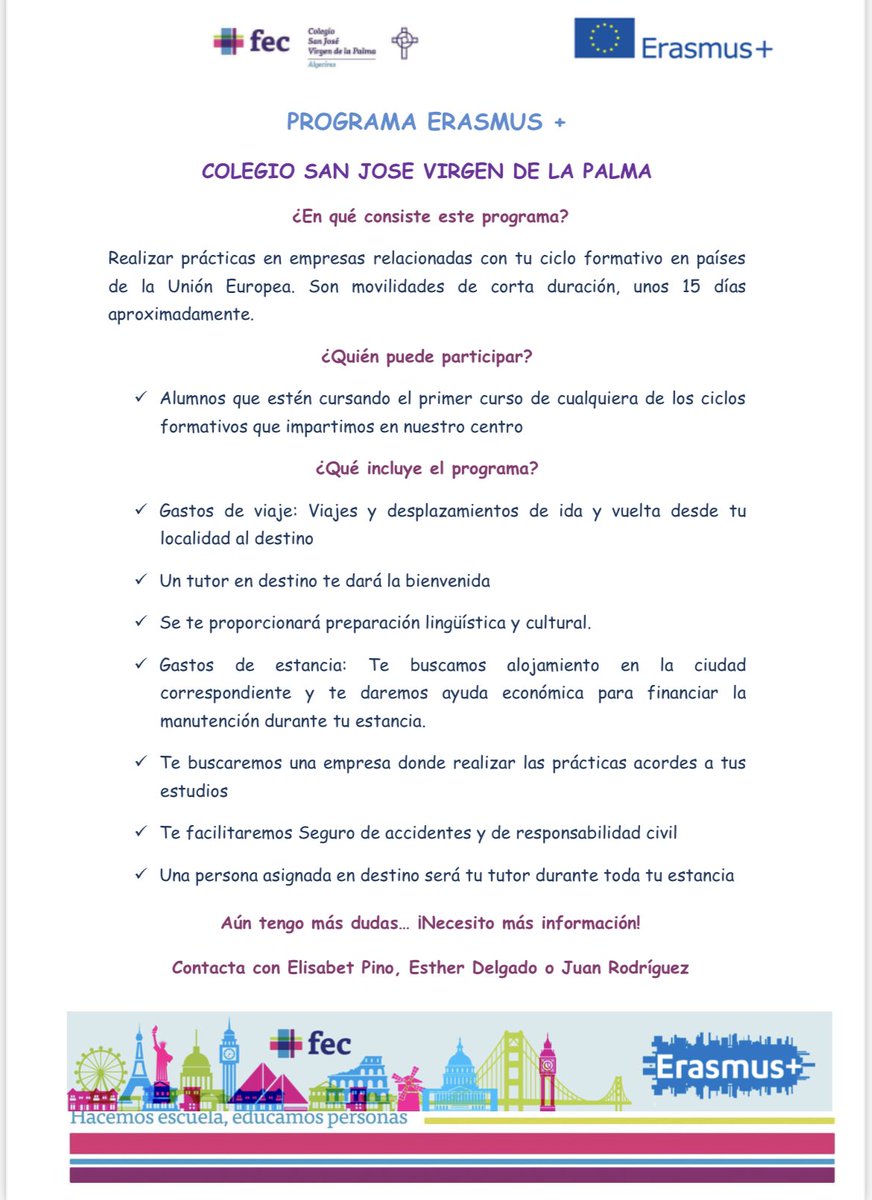 Comenzamos con la publicación de la convocatoria para poder ser beneficiarios de las becas y poder participar en el proyecto. El plazo de presentación de solicitudes será desde el lunes 10 al viernes 14 de abril de 2023.
¡¡No te lo pierdas!! <a href="/colegiosfec/">FEC (Fundación Educación Católica)</a> <a href="/sepiegob/">SEPIE</a> <a href="/EUErasmusPlus/">Erasmus+</a>