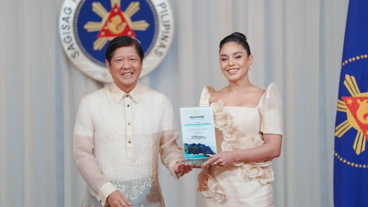 bongbongmarcos's tweet photo. We are proud to present the Global Tourism Ambassador Award to the talented @VanessaHudgens today.

Together, we are excited to showcase the beauty and culture of the Philippines to the world! https://t.co/P1U1fFaMXA
