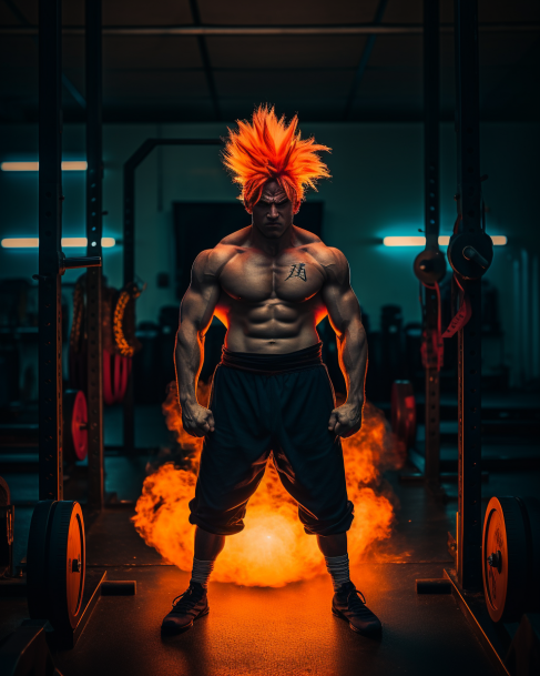 AInsteinDesign's tweet photo. Go Super Sayin and attack the day! Time to get 1% better. 

#MidJourney #AIArt #AI #OpenAI #DBZ #DragonBallZ #Goku #Motivation #Gym #Weightlifting #NFT https://t.co/IsMDcVZfp8
