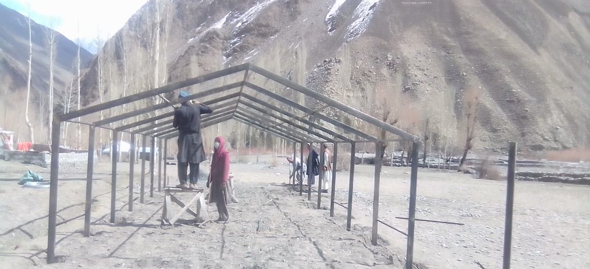 AKRSPPAKISTAN's tweet photo. Green Houses are being prepared and will be handed over to the community soon in the remotest #Arkari village in #Chitral.
#greenhouse
#ecofriendly
#Chitral https://t.co/qkR796S7Hw