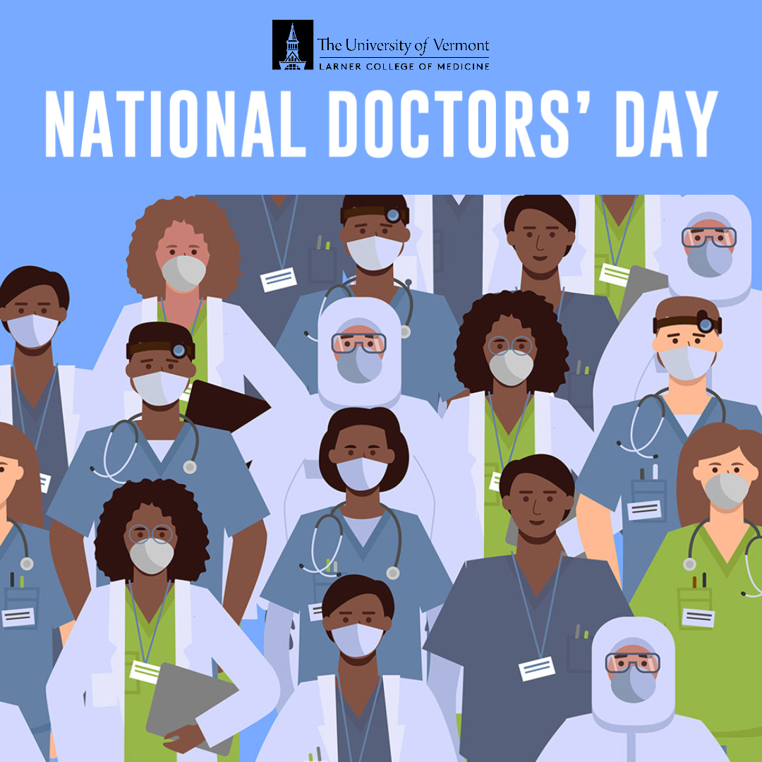 UVMLarnerMed's tweet photo. March 30 is National Doctors’ Day, an annual observance to celebrate and recognize the contributions of physicians to individual lives and communities. 

Make sure to thank a doctor today! #NationalDoctorsDay #ThankADoctor https://t.co/uZVbdA9FWZ