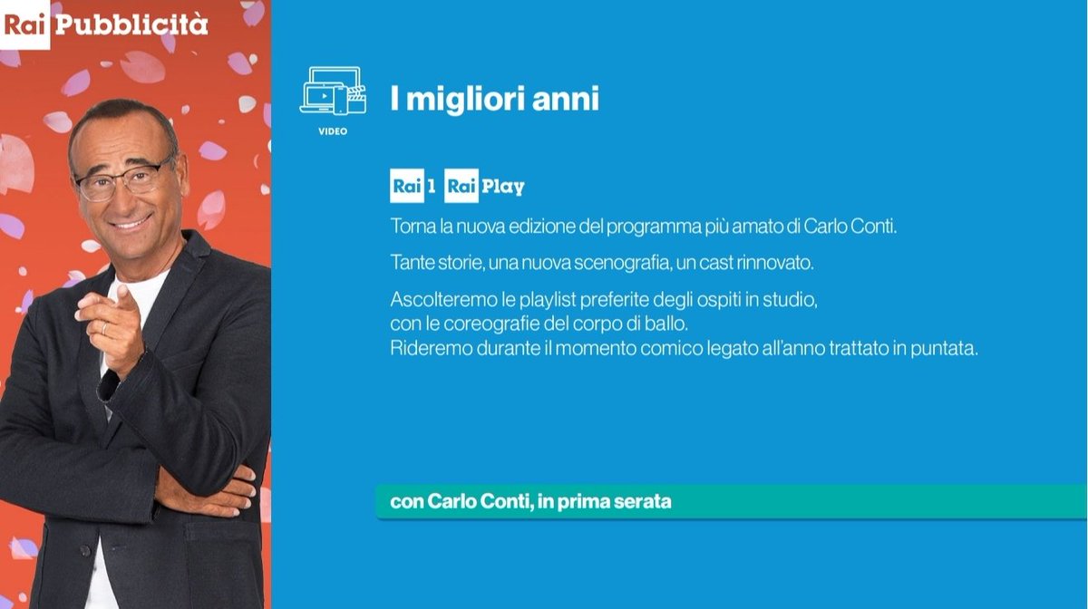ilvit02's tweet photo. Dopo le mie ed altre segnalazioni, #RaiPubblicità ha corretto l’offerta editoriale della primavera. Il #ConcertoDelPrimoMaggio rimane come da tradizione su #Rai3 ed #IMiglioriAnni saranno come lo attendiamo, e non sullo stile di #TopDieci
#Palinsesti #Rai #Rai1 #AscoltiTv https://t.co/cY5LakDQyD