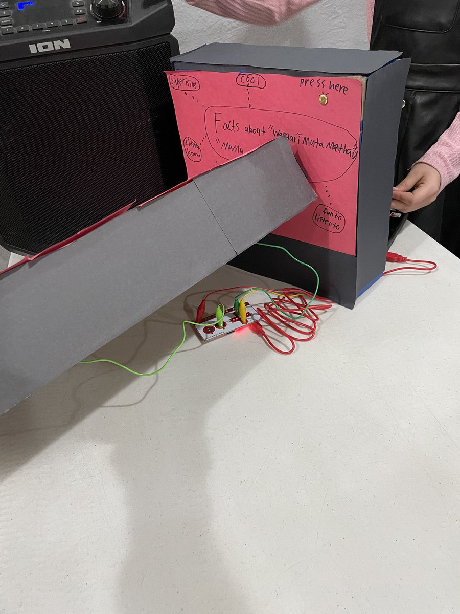 Student presenting their Multicultural Fair project using an interactive poster. They used scratch to code their voice recordings of their research. They had to use their problem solving skills to trouble shoot!! <a href="/GLE_Cardinals/">G. L. Elementary</a> <a href="/makeymakey/">Makey Makey</a>