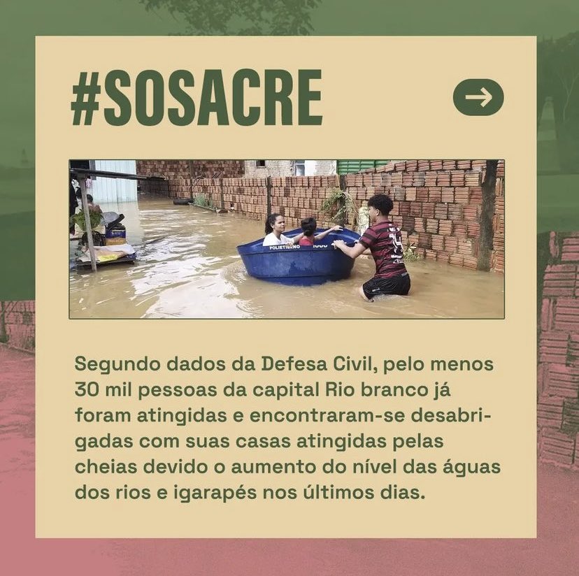 guilhecavalli's tweet photo. 🌡️⛈️🌧️Testemunhamos impactos das crises climáticas na vida da população do Acre, Brasil. O aumento das chuva e dos níveis dos rios atingiu mais de 30 mil pessoas em zonas periféricas.

Campanhas estão sendo realizadas. Ajude. Divulgue! Faça um PIX de solidariedade!👇🏾👇🏾

#SOSAcre https://t.co/SMMs6uSjcV