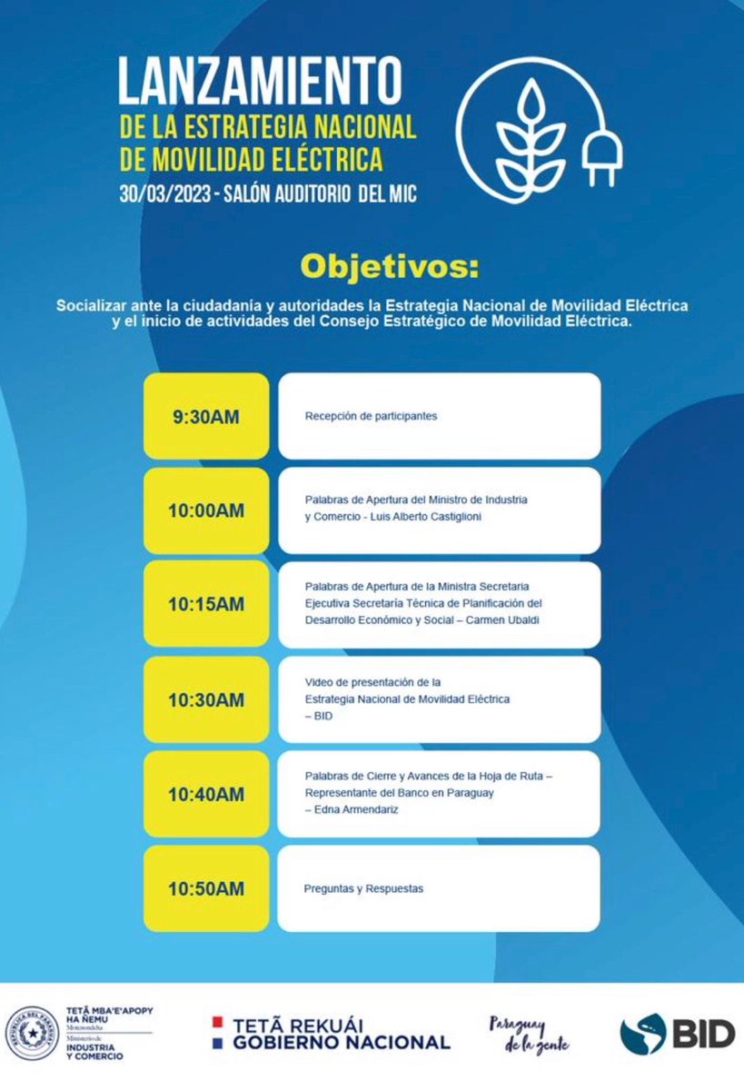 Hoy se lleva a cabo el Lanzamiento de la Estrategia Nacional de Movilidad Eléctrica ✔

Crece participó en la elaboración de este proyecto en 2019.

👉 El mismo será socializado ante la ciudadanía y las autoridades correspondientes.