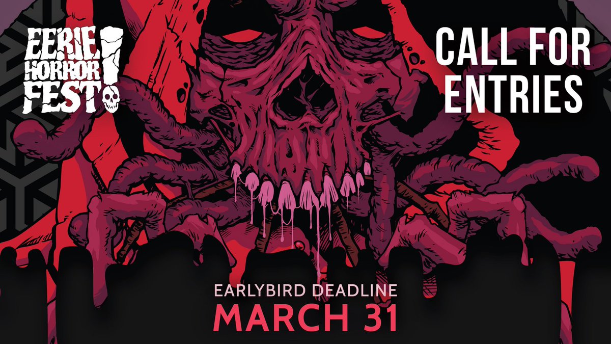 Last day for early bird submissions! Accepting script pitches, shorts, and features.

We know you have a terrifying idea that should be made into a movie, so submit it to us at filmfreeway.com/eeriehorrorfest.

#EHF23 #EerieHorrorFest #Screenwriting #FilmFestival #Horror #HorrorMovies