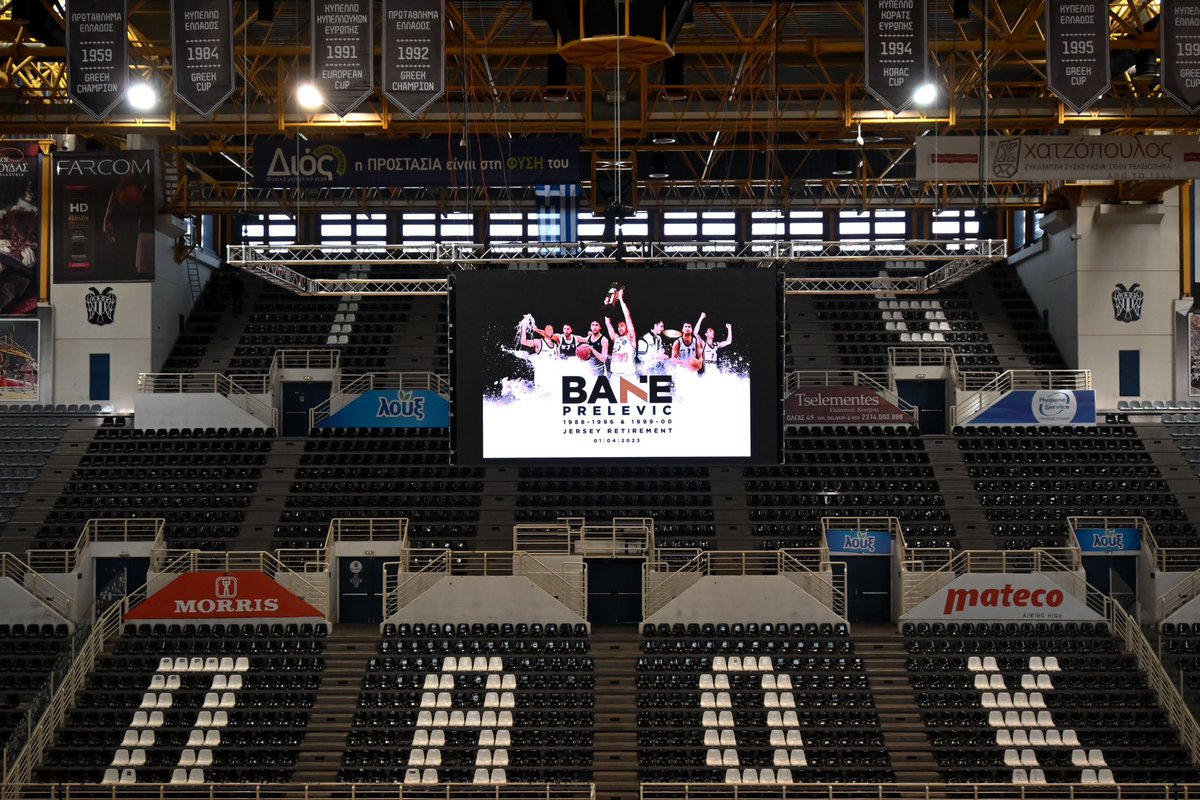 PAOKbasketball's tweet photo. Το PAOK Sports Arena ετοιμάζεται για να υποδεχθεί τον Μπάνε Πρέλεβιτς και όλους εσάς για μία ιστορική βραδιά και ένα πολύ σημαντικό παιχνίδι! 
Με ένα εντυπωσιακό cube (τέσσερις γιγαντοοθόνες) στο κέντρο του γηπέδου, για πρώτη φορά σε αγώνα της ομάδας μας! https://t.co/ZQyDxFWFl5