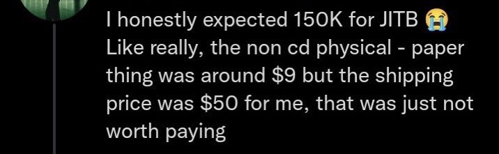 I hope ARMY learned a lesson from JITB and instead of half-assing an album drop bc you’re apathetic abt a format and “just don’t like rap as much” you still stream and buy regardless. 

Taking his words &amp; trying to make them fit your agenda of blaming his stans for the numbers 🙄