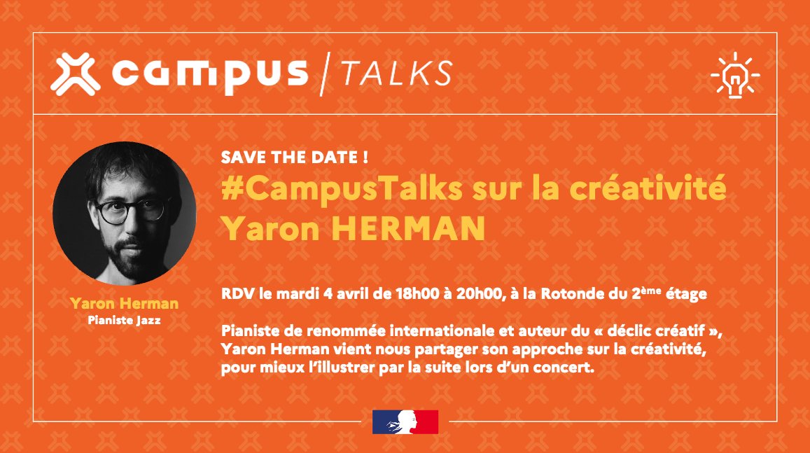 PariSanteCampus's tweet image. #CampusTalks

📅 Mardi 4 avril, à partir de 18h, ne ratez pas la conférence sur la créativité suivie d&apos;un concert exceptionnel de @yaronherman !

Inscription 🎹 eventbrite.com/e/billets-camp…