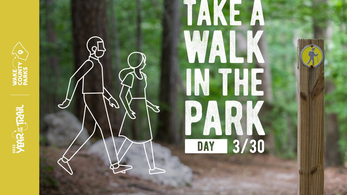 Do you like trails? Do you like prizes? It’s National #TakeAWalkInTheParkDay, and we're celebrating! Post a photo of your walk today and tag @WakeGovParks and #WakeTrails. We'll pick one person to receive a #YearOfTheTrail t-shirt!

#GreatTrailsNC