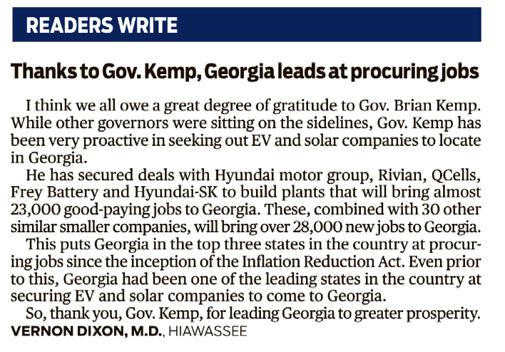 cclgeorgia's tweet photo. And another LTE by a CCLer in the AJC on 3/28/23. This one by Vernon Dixon. https://t.co/6JMAiOk38e