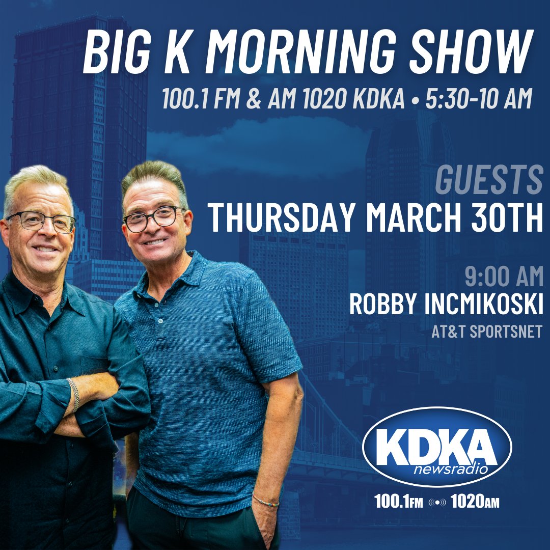 100.1 FM and AM 1020 KDKA on Twitter: "Coming up on the Big K Morning