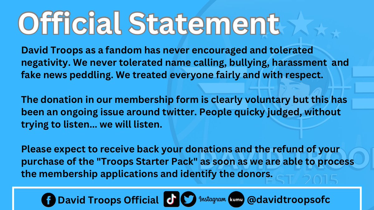 DavidTroopsOFC's tweet photo. They say, we only need three things to be truly happy in this world. Someone to love, something to do, and something to hope for. 

Please know that we only do things in hope that we could bring you happiness. 

Stay positive and happy!

Love,
#DavidTroops https://t.co/lD5VDzQq2L