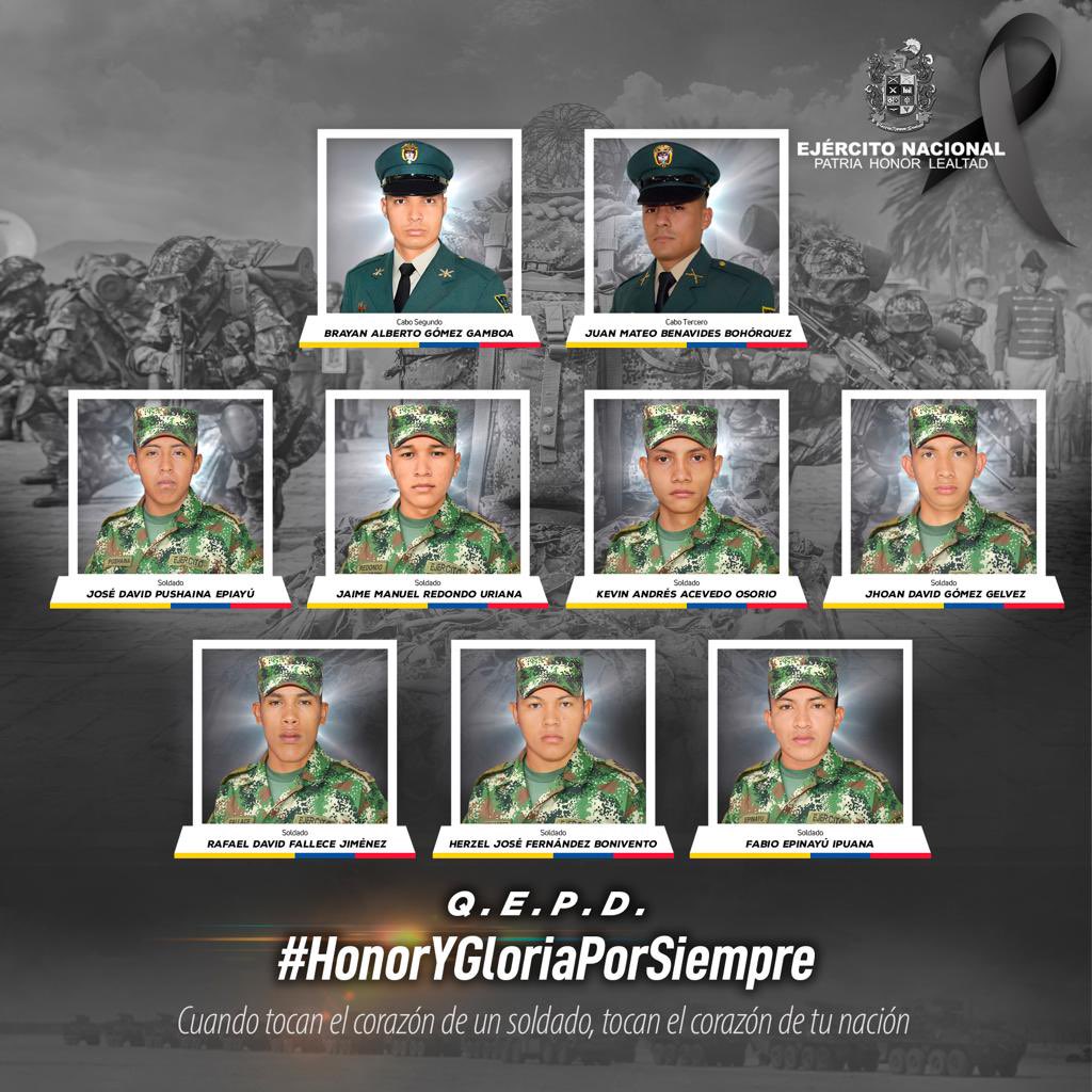 DavidBarbosaP's tweet photo. Rechazamos rotundamente la muerte de nuestros 9 #militares en el Norte de Santander, estos hechos no pueden repetirse en nuestra #Nación!! Todas mis oraciones y solidaridad para los familiares 👨‍👩‍👦

#Militares 
#Rechazo https://t.co/vx6Mjmc4xL