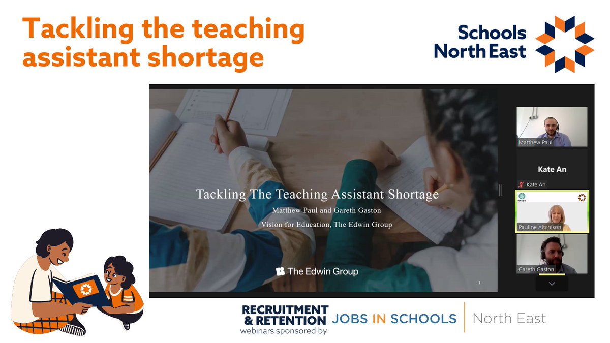 Today's #SNEWebinar has started. 

Thank you to our speakers <a href="/MattPaulVision/">Matthew Paul</a>  and Gareth Gaston from <a href="/VisionForEd/">Vision for Education</a> <a href="/TheEdwinGroup/">Edwin</a> for guiding us through the #TeachingAssistant shortage in the UK.

#RecruitmentAndRetention #EduTwitter