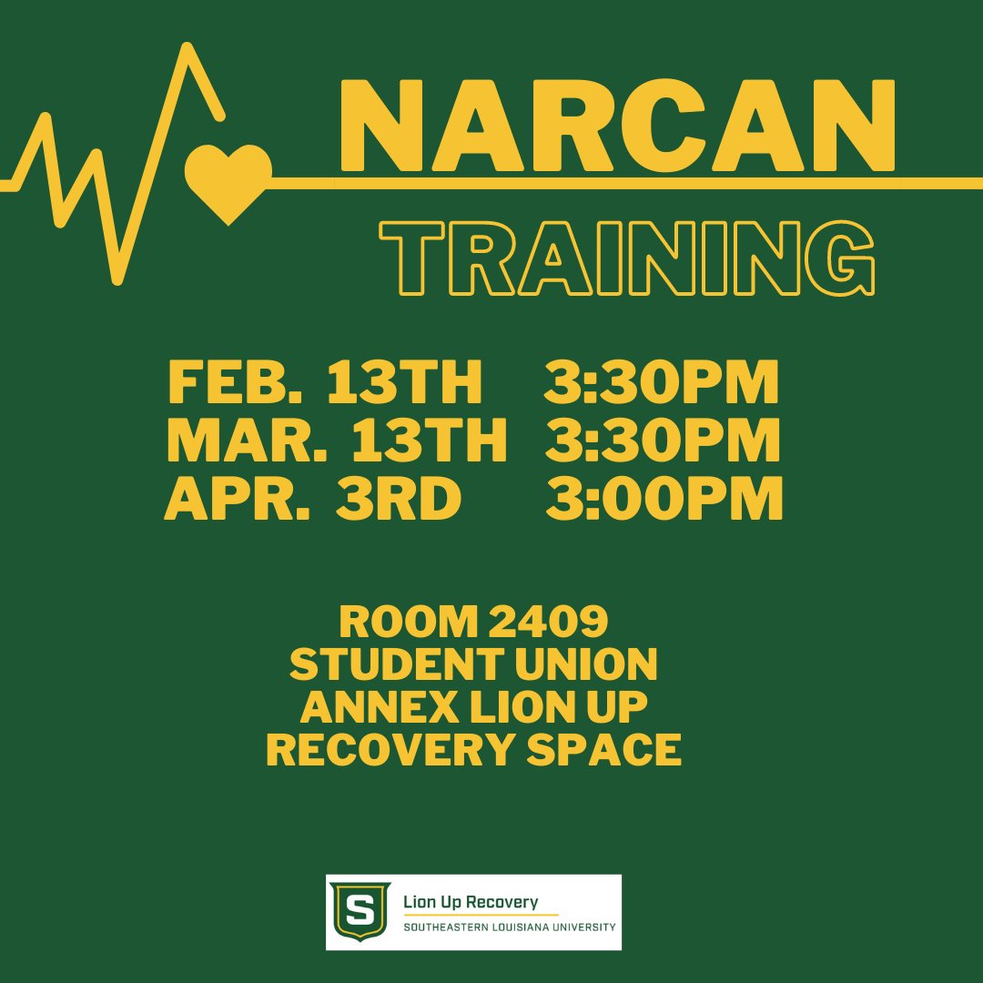 LionUpRecovery's tweet photo. We have a Pre-Spring Break Narcan Training Happening this coming Monday at 3pm at the Recovery Space Suite 2409 of the student union annex. Come learn how to save someone from overdose. #lionuprecovery  #EndOverdoseNow https://t.co/bBrjFSEDWX