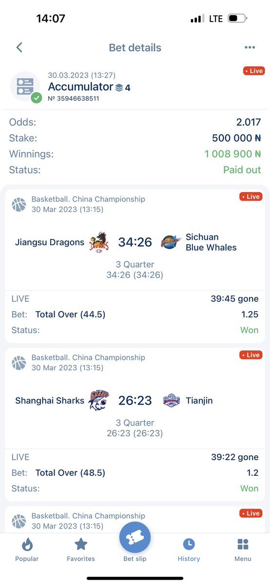 BasketballProfe's tweet photo. Another 1 million naira won
I told you, I post big odds to try to change lives 
2 odds is actually enough for me for the rest of my life 
Drop your ticket if you played https://t.co/qFDmZyftYM
