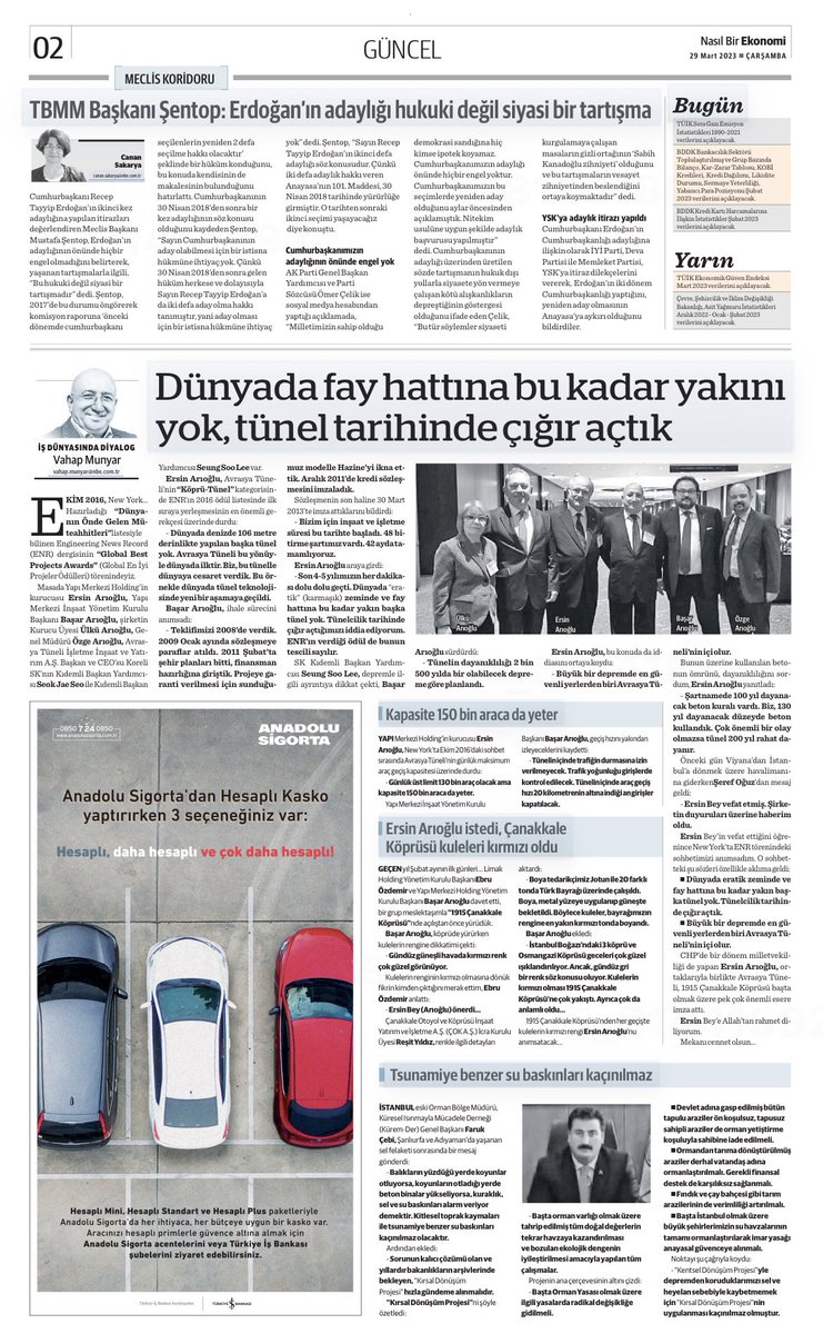 VahapMunyar's tweet image. • Büyük bir depremde en güvenli yer Avrasya Tüneli olur…
• Yapı Merkezi’nin kurucusu Ersin Arıoğlu, New York’ta Avrasya Tüneli ile ödül alırken projeyi şöyle tanımladı:
• Dünyada fay hattına yakın tek tünel.
• Tünelcilikte çığır açtık.
• Büyük depremde en güvenli yer olur