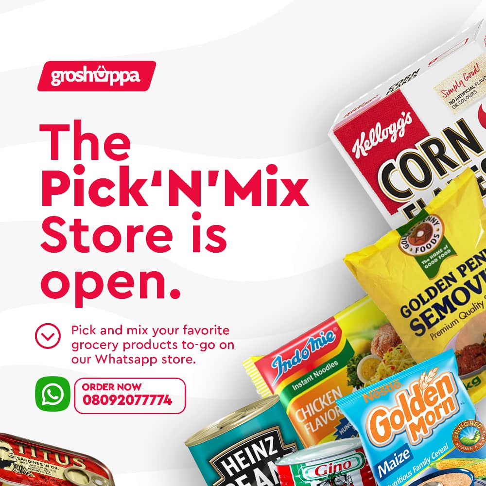 mygroshoppa's tweet photo. 🛍️ INTRODUCING GROSHOPPA'S PICK 'N' MIX STORE! 🛍️

Say hello to the newest addition to our WhatsApp store - the Pick 'N' Mix Store! 🍇🥕🥦

Order today by messaging us on WhatsApp at +2348092077774. 📲

 #Groshoppa #PickNMix
#LagosGroceryDelivery #ShopFromHome https://t.co/mjthkZ2Li1