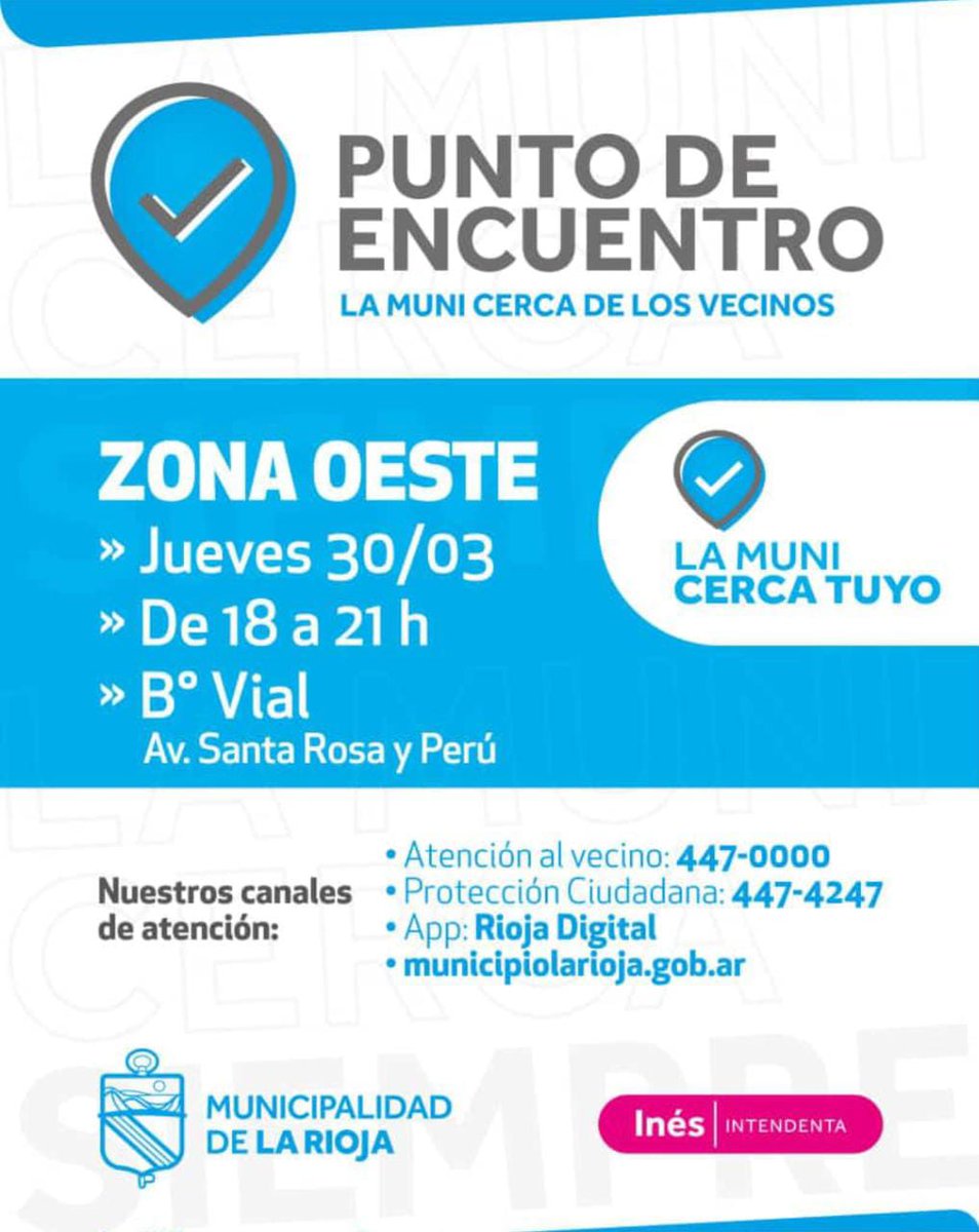Ciudad_TVLR's tweet photo. 📍La @Munilarioja cerca de los vecinos. Hoy en Zona Oeste desde las 18 hs en B° Vial. https://t.co/qeiHUl6IbJ