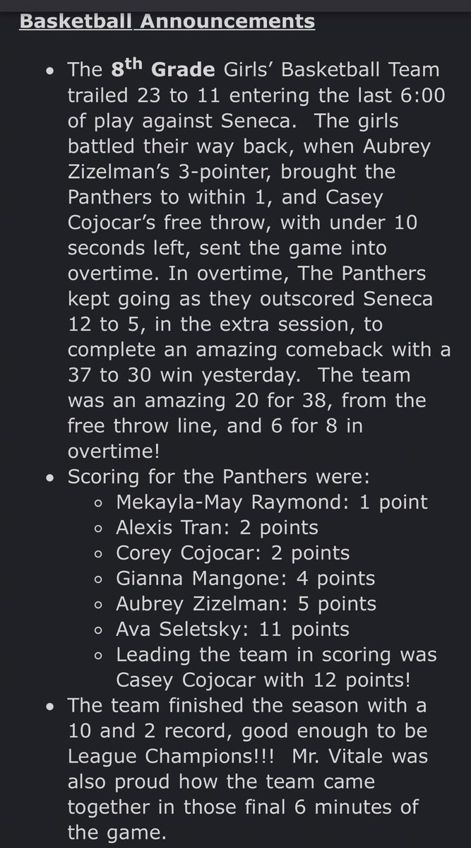 amyzizelman's tweet photo. We are so incredibly proud of the eighth grade Iroquois 🏀team. Great teamwork, hard work, and dedication! Aubrey, your three-point shot helped get the team into overtime… Keep believing in yourself and taking  the outside shot! #leaguechampions  @Aubreyzizelman @dannyziz https://t.co/rn1vPDthZ3