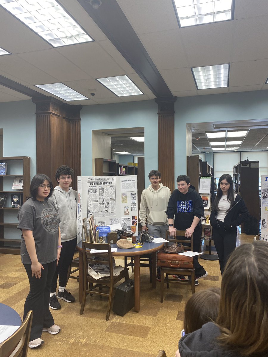 MrDMcCartney's tweet photo. Part 1 of the Period 8 Honors 1950s culture project! Loved seeing all the items they brought in as well as the excitement they had for sharing their knowledge of their assigned topic. @HHS_Principal22 @AshleySmithEd @rspirito11 #GoBears https://t.co/Bl65QpLxZp
