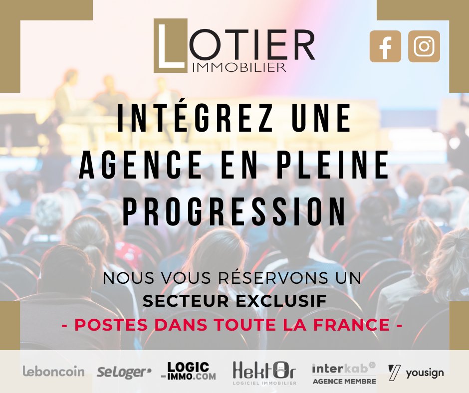 Rejoignez notre équipe immobilière Lotier en pleine croissance ! Postes ouverts partout en France pour débutants et expérimentés. Formation continue, environnement stimulant et opportunités de carrière. Contactez-nous contact@lotier-immobilier.com #immobilier #recrutement #Lotier