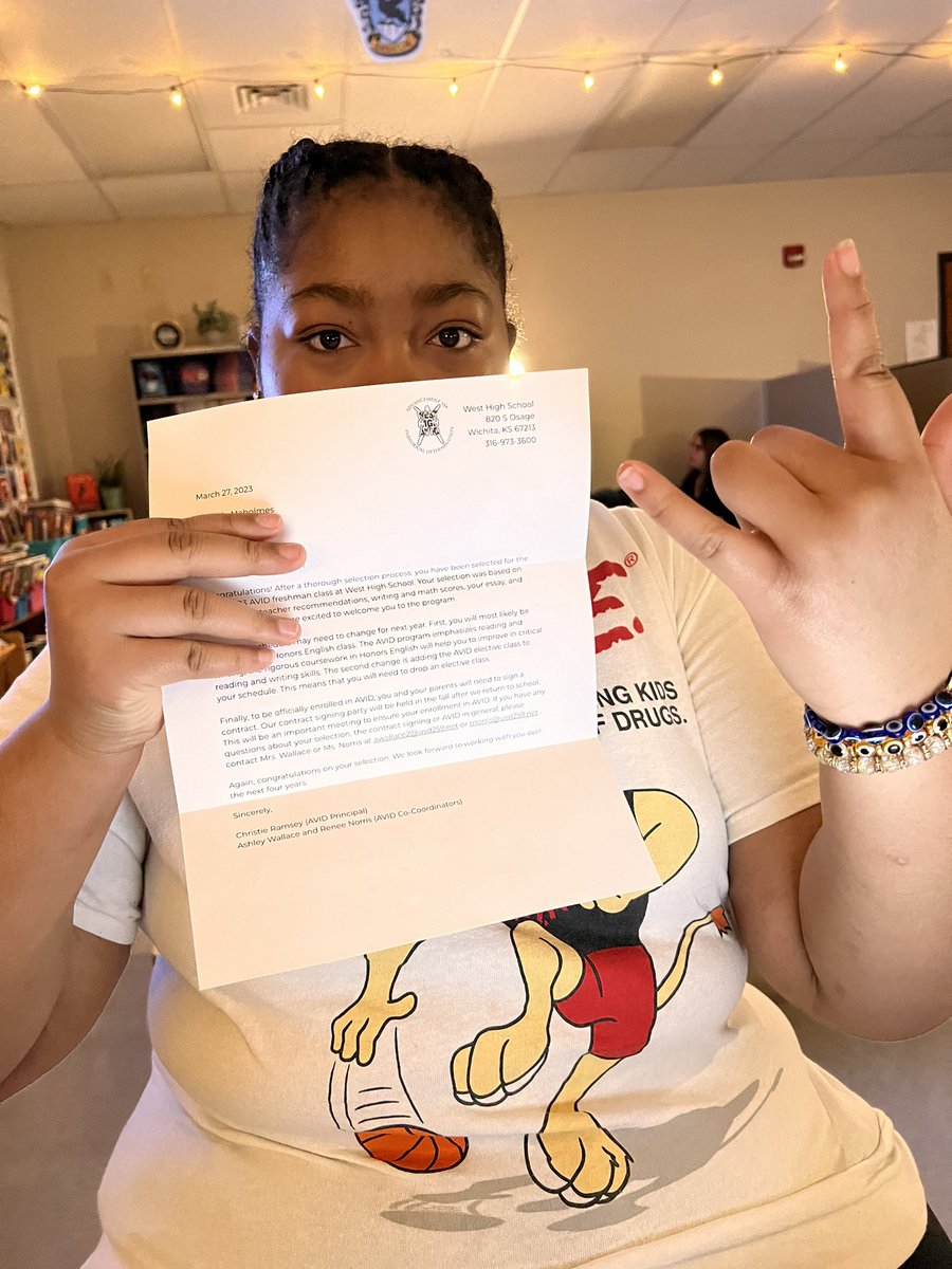 One of my students was accepted into AVID for high school for next year. So excited for her!!! #TheHamIsMyJam #WPSProud @HamiltonRoyals <a href="/wichitawesthigh/">Wichita West High</a>