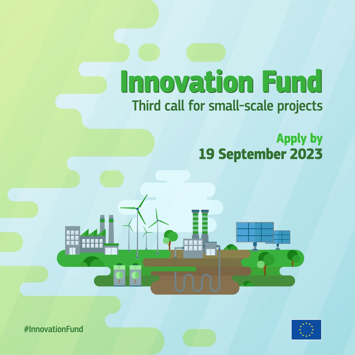 Fresh  news📰

🆕 #InnovationFund call for small-scale projects open!
 €1⃣0⃣0⃣ million is up for grabs
Don't miss your chance to secure funding for your game-changing #cleantech
cinea.ec.europa.eu/news-events/ne…

Submit by 1⃣9⃣ Sept! 🚀👇 
cinea.ec.europa.eu/funding-opport…

#3SSC #EUGreenDeal