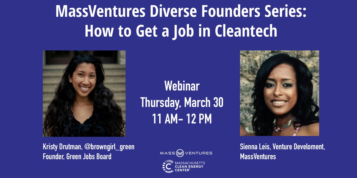 massventures (@massventures) on Twitter photo Webinar today at 11 AM! Kristy Drutman, <a href="/BrownGirl_Green/">Kristy Drutman (Brown Girl Green)</a> & Sienna Leis, Venture Development at MassVentures discuss strategies for connecting to #business and #employment #opportunities in #Cleantech.
<a href="/MassCEC/">Massachusetts Clean Energy Center</a>
register/get online connect info👇👇👇
eventbrite.com/e/massventures… Webinar today at 11 AM! Kristy Drutman, <a href="/BrownGirl_Green/">Kristy Drutman (Brown Girl Green)</a> & Sienna Leis, Venture Development at MassVentures discuss strategies for connecting to #business and #employment #opportunities in #Cleantech.
<a href="/MassCEC/">Massachusetts Clean Energy Center</a>
register/get online connect info👇👇👇
eventbrite.com/e/massventures…