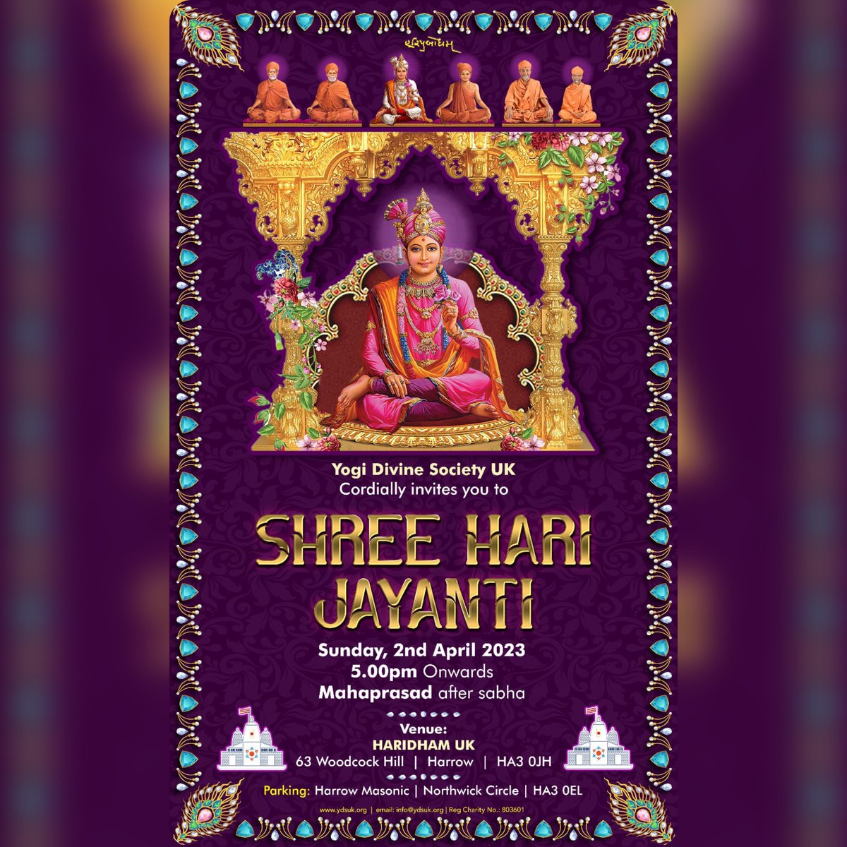 iHariPrabodham's tweet photo. Lord Swaminarayan's mission was to establish "Nishkam Dharma" and "Nirman Dharma" for the betterment of all humanity. On #HariNavami, we celebrate His life and message that continues to inspire millions of devotees worldwide to live a purposeful life filled with eternal joy and harmony.

Sunday,2nd April 2023 | 5pm GMT
63, Woodcock Hill | Harrow | HA3 0JH

#HariPrabodham #UK #festival #HariNavami