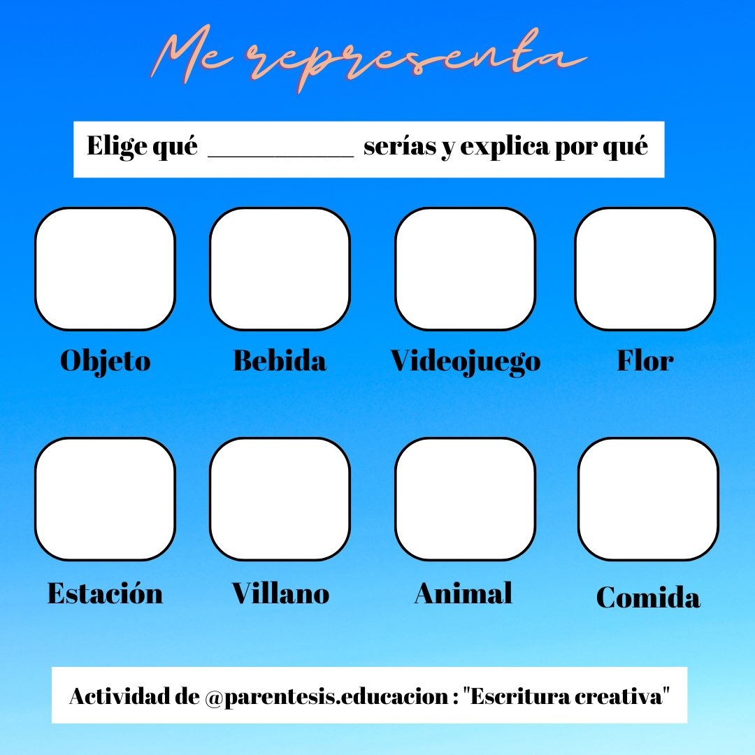 clasehistoria79's tweet photo. En 1ºESO hemos realizado dinámicas para sobrellevar los 30* Una de ellas de Alba de #parentesis.educacion : elegir que ? les representa. Todo un éxito sólo superado por “La isla desierta” en la que han adivinado la regla para poder llegar a ella. #claustrovirtual https://t.co/Z4yRueEwPD