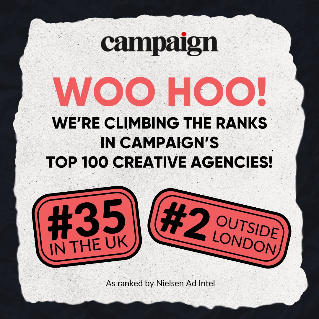 The results are out for
<a href="/Campaignmag/">Campaign</a>'s Top 100 Creative Agencies! 
🎉🎉🎉

campaignlive.co.uk/article/school…