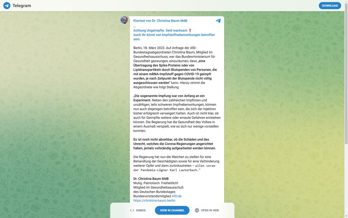 PedderPeddersen's tweet photo. @soundpartychris @Schlafschaf123 Beim Blutspenden Erhalt von durchseuchten Gepimpften doch durchaus möglich. :-) https://t.co/ogQGAGo2mN