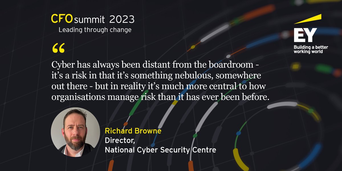 EY_Ireland's tweet image. Richard Browne, Director, National Cyber Security Centre, discusses cyber and the boardroom, and how managing risk is central to how organisations protect themselves in this changing cyber landscape.

#CFOSummit #LeadingThroughChange