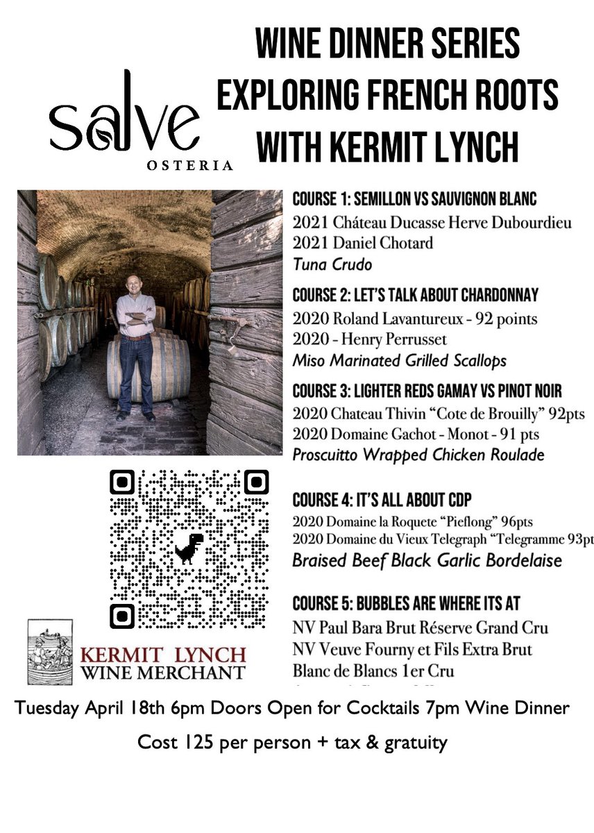 TheGinGirl's tweet photo. Salve Osteria Wine Dinner Series 
10 Wines 5 Courses 
Tuesday April 18th 

https://t.co/epY6XFAC4Y https://t.co/lO2dSI9CA1