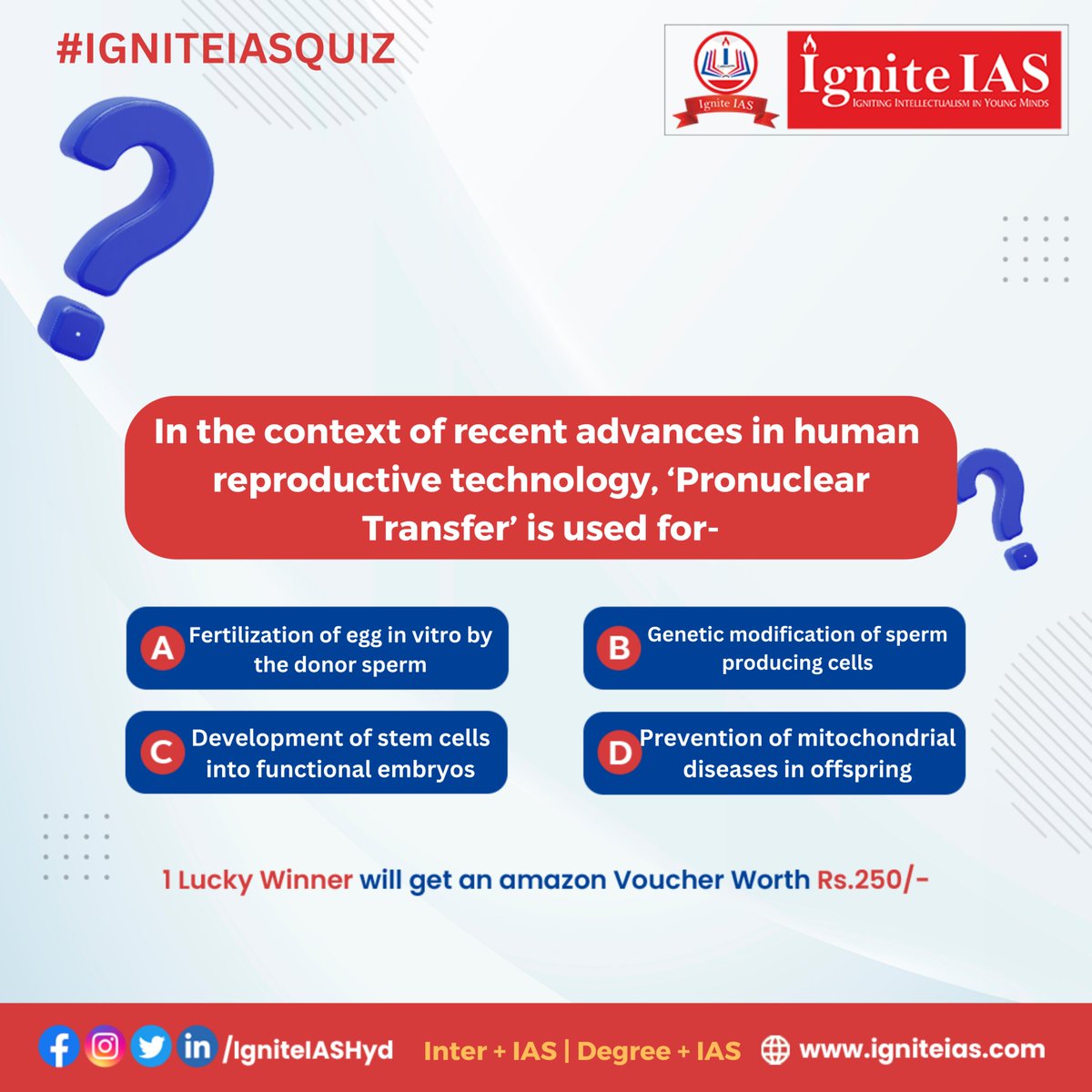 IasIgnite's tweet photo. 1 lucky Winner will get an Amazon Voucher Worth Rs.250/-

Winner will be announced tomorrow .

#Igniteias #DailyQuiz #Giveawayindia #amazonvouchergiveaway https://t.co/FAu47WgeTq