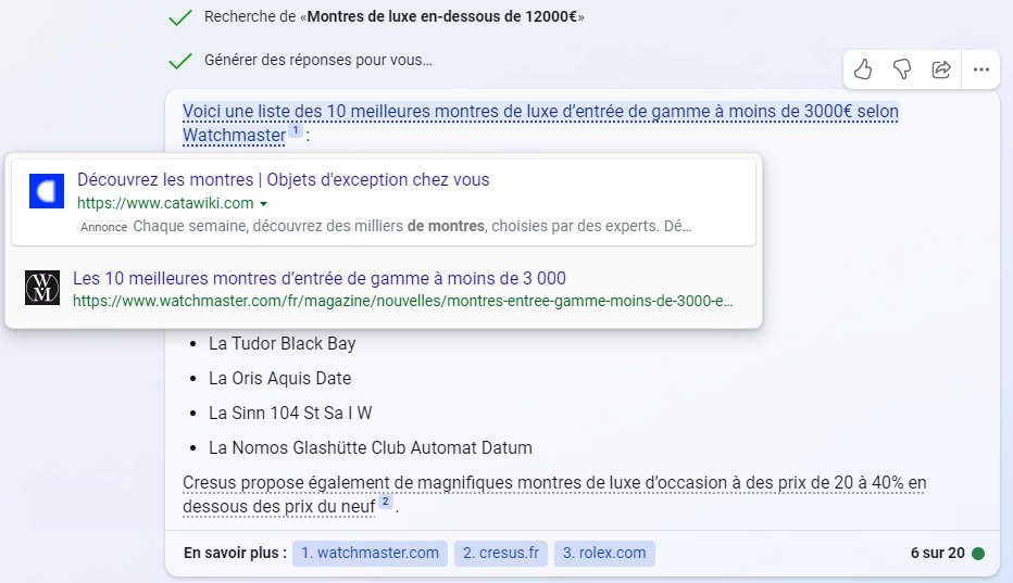 operbet's tweet image. Les #BingAds dans Bing Chat s'affichent au survol, dans le bloc de détail de la source.
Un format parmi plusieurs, et tout est encore en beta.