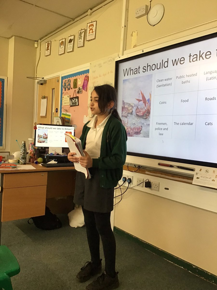 HighwoodPrim4P's tweet photo. WOW! I am so proud of these kids. They have been performing their incredible speeches in front of the class. Make sure you ask them why Romans should bring their inventions to Britain! https://t.co/H64OaCSRf4