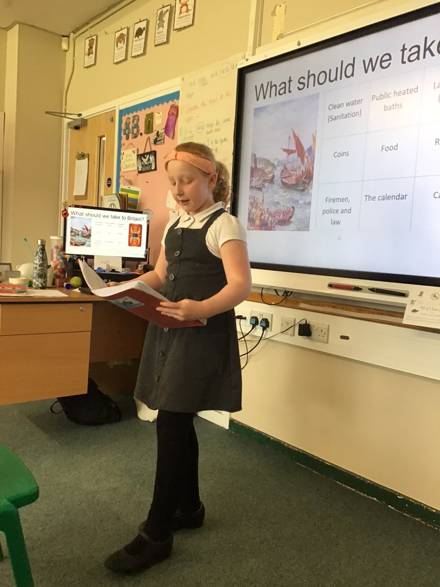 HighwoodPrim4P's tweet photo. WOW! I am so proud of these kids. They have been performing their incredible speeches in front of the class. Make sure you ask them why Romans should bring their inventions to Britain! https://t.co/H64OaCSRf4