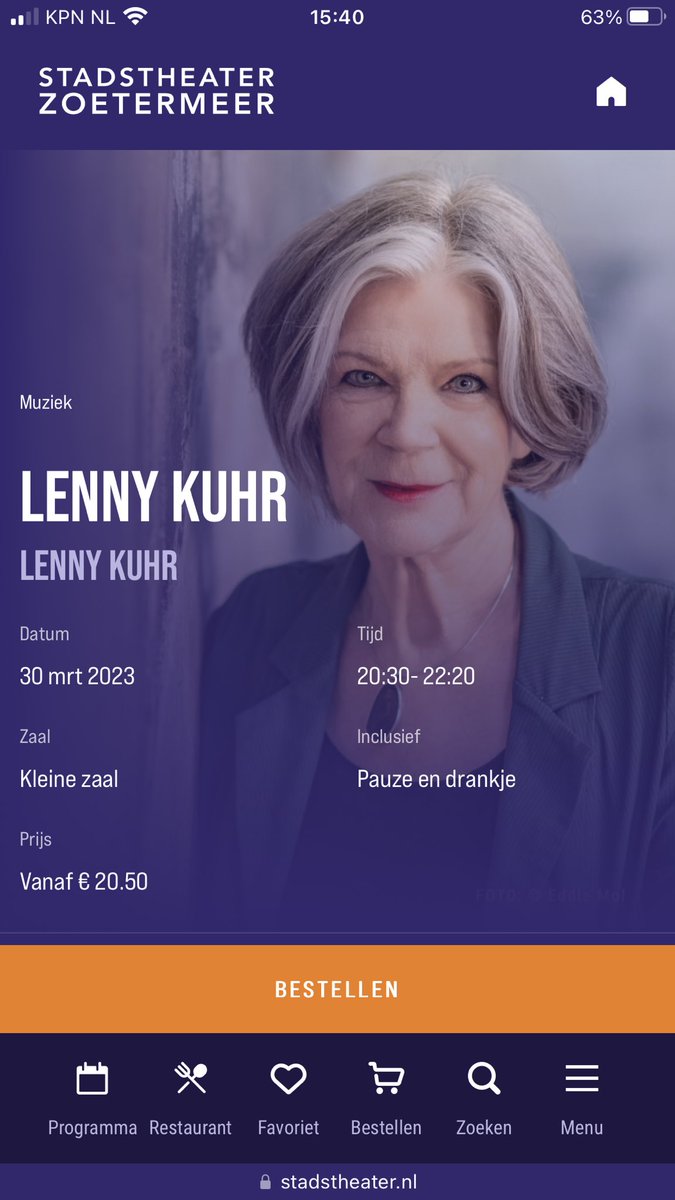 Stap zo dadelijk in de auto naar Zoetermeer. Nog enkele kaarten beschikbaar.