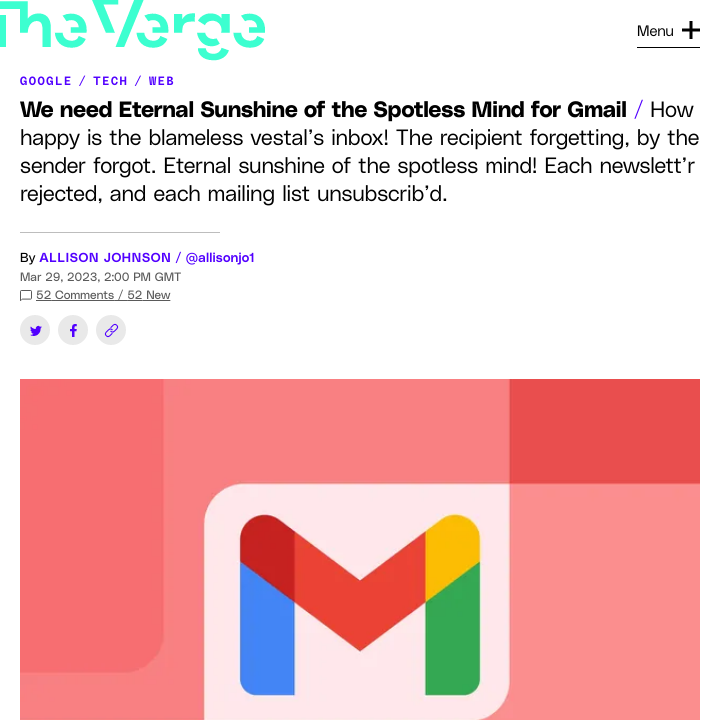 VergeTaglines's tweet photo. How happy is the blameless vestal’s inbox! https://t.co/Qa7mUWmRMp https://t.co/LnBSD8f07f