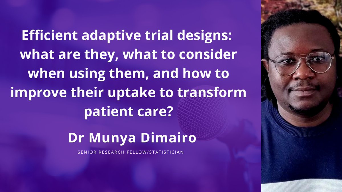 Coming up on May 18th, just ahead of this year's #ClinicalTrialsDay on the 20th <a href="/mdimairo/">Munya Dimairo</a> will be talking about 'Efficient adaptive trial designs: what are they, what to consider when using them, and how to improve their uptake to transform patient care?' eventbrite.co.uk/e/efficient-ad…