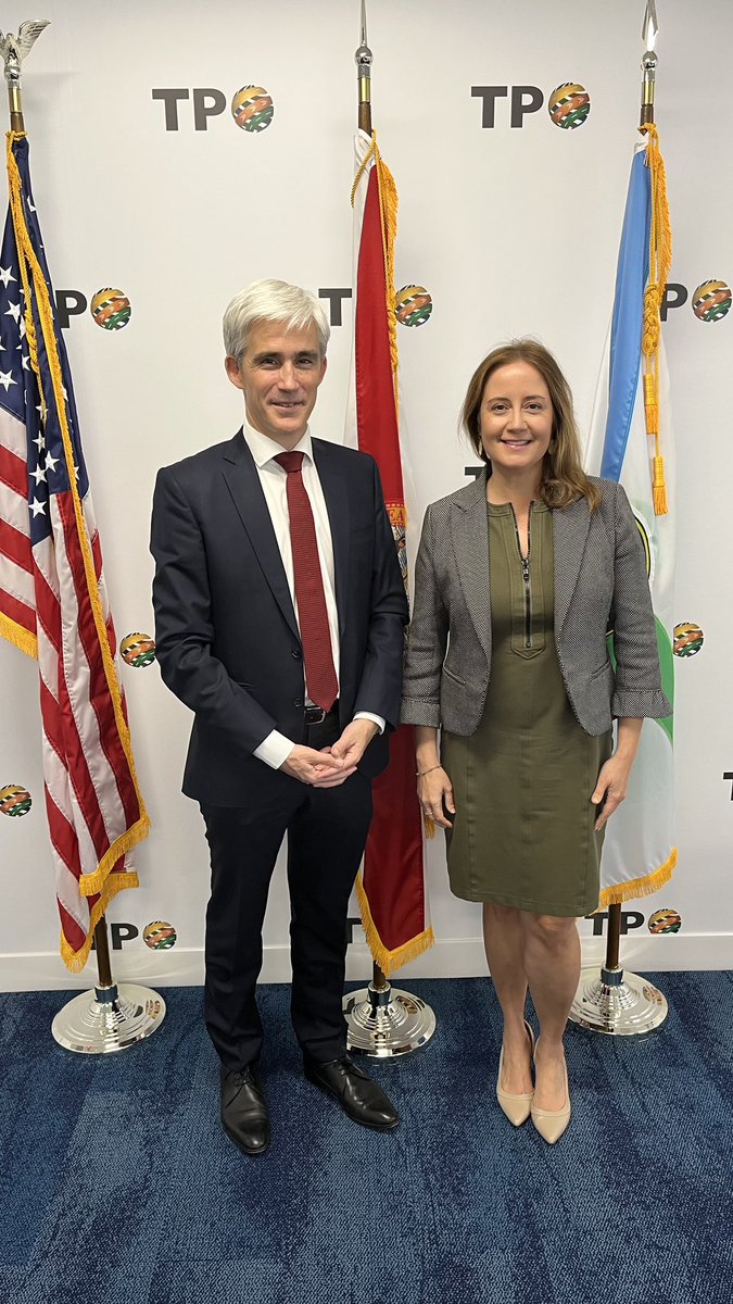 miamidadetpo's tweet photo. Miami-Dade TPO Executive Director, Aileen Bouclé, AICP, welcomed Raphaël Trapp, Consul General of France in Miami, and discussed the TPO Governing Board’s leadership and vision for expanding mobility options. #MiamiSMARTProgram #MiamiDadeTPO https://t.co/r91zOasl0o