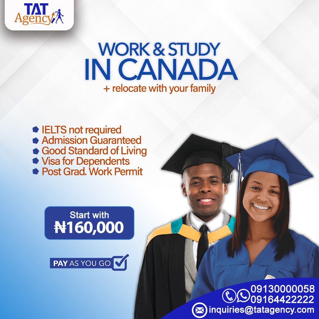 Did you know that IELTS is not required to study in Canada and that admission to a school is guaranteed with us? This is possible with TAT Agency.

#CanadaStudyPermit #CanadaStudentVisa #GlobalEducation