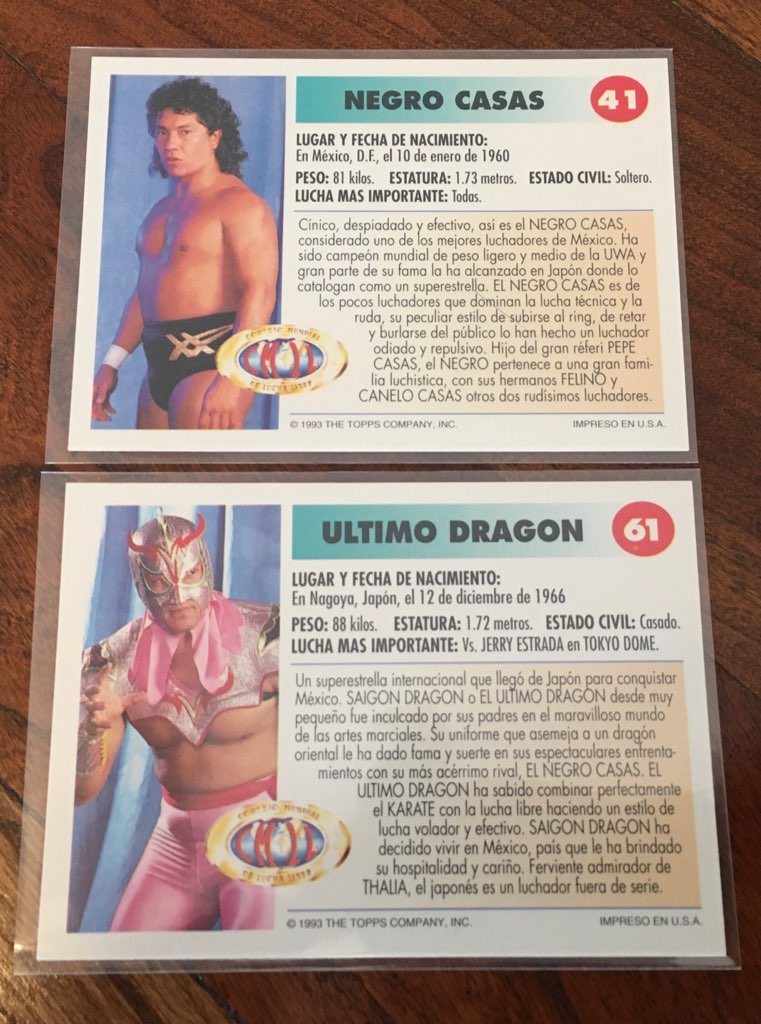Masters of their craft.

#UltimoDragon #NegroCasas

#TheHobby #WrestlingCards