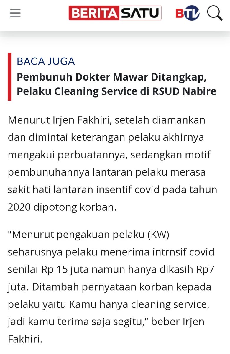 Ini baru insentif cleaning services 15 juta gimana diatasnya,makanya wajar banyak yg kalap sampe buat kebijakan gak masuk akal.
beritasatu.com/nusantara/1035…