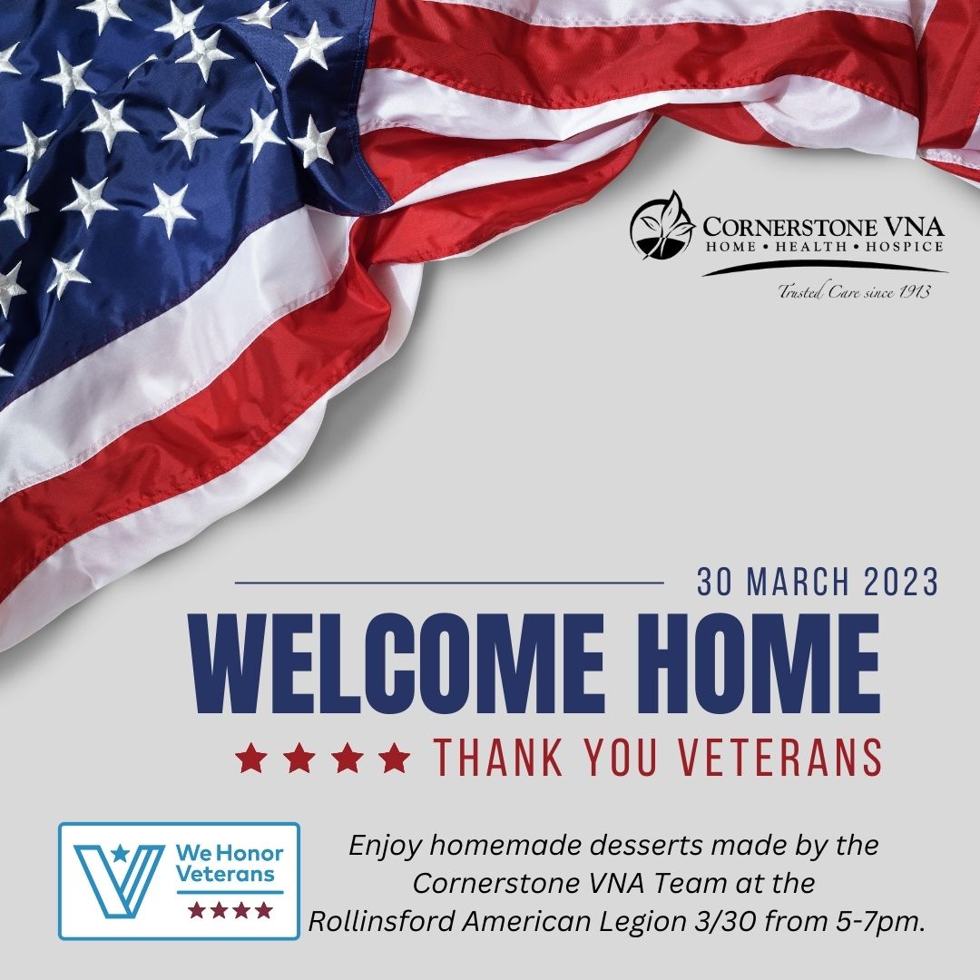 CornerstoneVNA's tweet photo. We will be at a "Welcome Home" event later today at the Rollinsford American Legion monthly dinner. We thank and honor Veterans and their families for their service and sacrifice and are forever grateful for their bravery. #WeHonorVeterans #thankyou #WelcomeHome #forevergrateful https://t.co/z8zkPOja1h