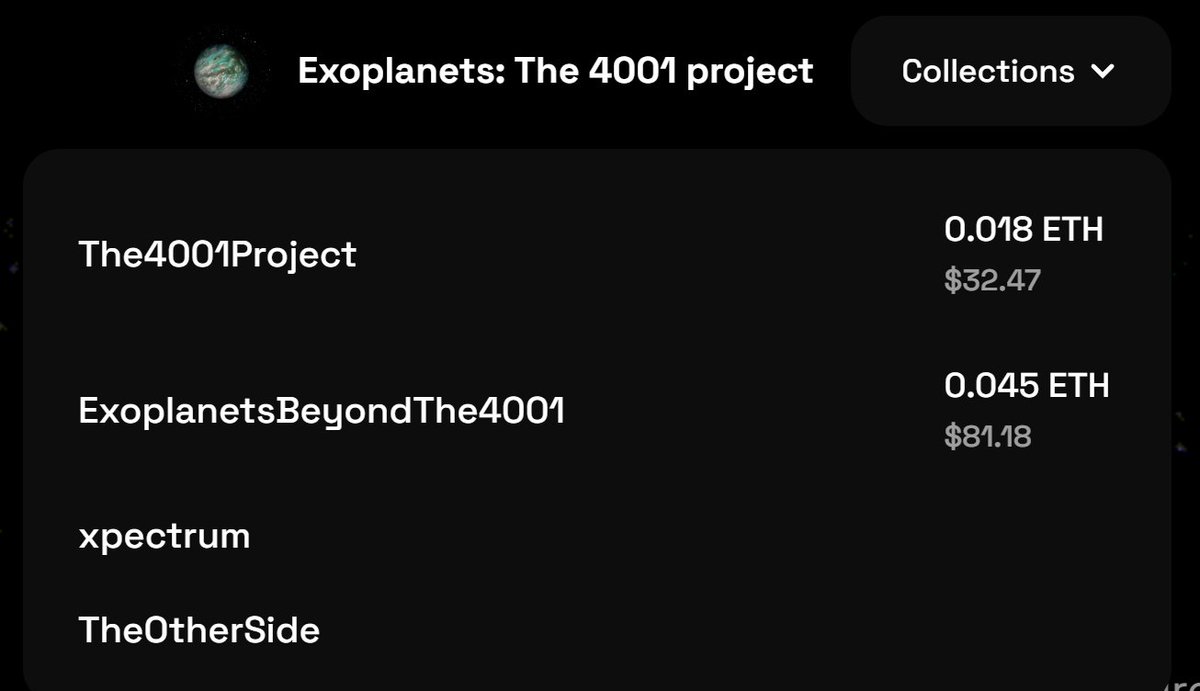 4001P's tweet photo. Attention Exonauts! 

You can now easily navigate our secondary collections and our side project @xpectrumnft directly from our marketplace at https://t.co/5rDildS8nl

remember xpectrum mint is still open to all generative art enthusiasts and collectors at https://t.co/dbXy5lJYzd https://t.co/RnCtEz0uwo
